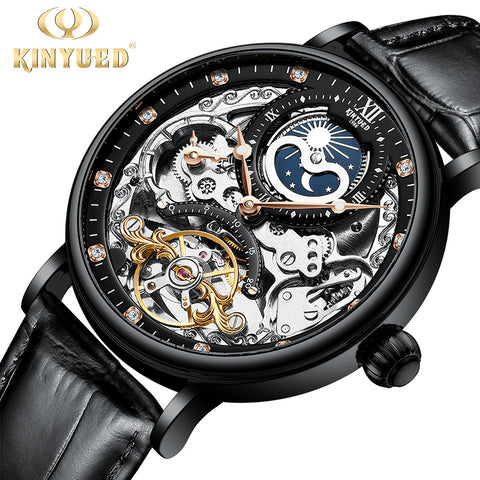 KINYUED Jinyueda automatic tourbillon men's mechanical watch multi-function luminous waterproof sun, moon and stars