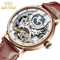 KINYUED Jinyueda automatic tourbillon men's mechanical watch multi-function luminous waterproof sun, moon and stars