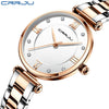 Women Watch CRRJU Fashion Luxury Blue Watch for Women Casual Waterproof Quartz Ladies Stainless Steel Watch relogio feminino