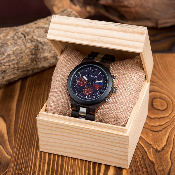 BOBO BIRD Wood Watch Men Luxury Stylish Watches Timepieces Chronograph Military Quartz relogio masculino Dropshipping Customized