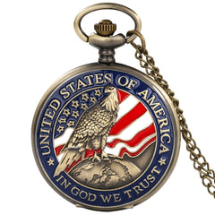 USA Pocket Watch Men Classic President Torch Eagle Liberty Design Pocket Watches Women Vintage Quartz Arabic Numeral Dial Clock