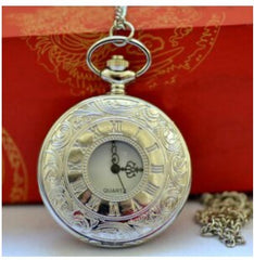 Unisex Vintage Hollow Carved Roman Numerals Case Mechanical Pockets Watch Gift Roman Numerals Quartz Necklace Pockets