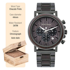 BOBO BIRD Wooden Watch Men erkek kol saati Luxury Stylish Wood Timepieces Chronograph Military Quartz Watches in Wood Gift Box