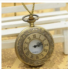 Unisex Vintage Hollow Carved Roman Numerals Case Mechanical Pockets Watch Gift Roman Numerals Quartz Necklace Pockets