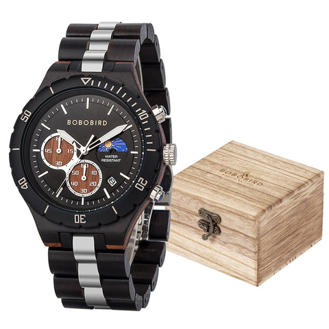 BOBO BIRD Wood Watch Men Luxury Stylish Watches Timepieces Chronograph Military Quartz relogio masculino Dropshipping Customized