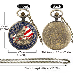 USA Pocket Watch Men Classic President Torch Eagle Liberty Design Pocket Watches Women Vintage Quartz Arabic Numeral Dial Clock