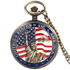 USA Pocket Watch Men Classic President Torch Eagle Liberty Design Pocket Watches Women Vintage Quartz Arabic Numeral Dial Clock