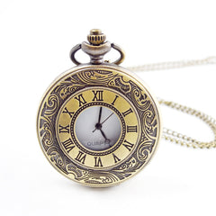 Unisex Vintage Hollow Carved Roman Numerals Case Mechanical Pockets Watch Gift Roman Numerals Quartz Necklace Pockets